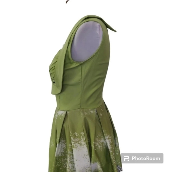Green Detailed Bodice Fit and Flare‎ Retro Inspired Sun Dress - Picture 5 of 16